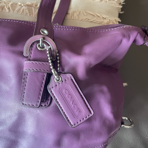 Coach Purple Leather Satchel - Picture 2 of 5